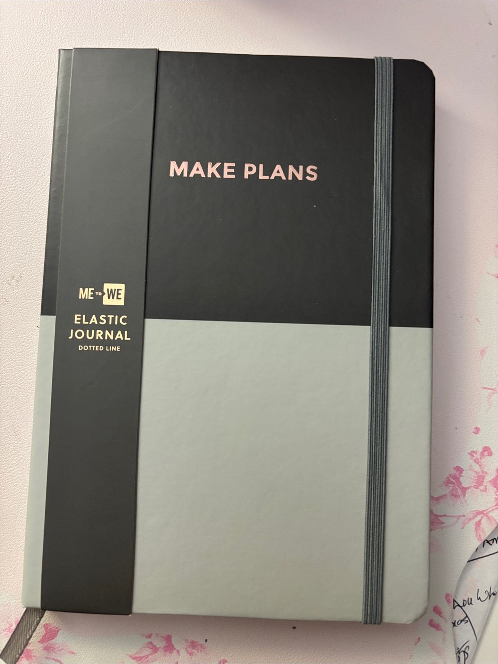 Me to We Make Plans Elastic Journal - Black and Light Gray